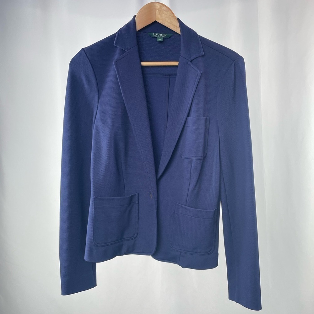 Lauren Ralph Lauren One Button‎ Blazer Jacket in Navy Size Small